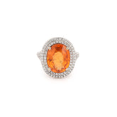 8 Carats Spessartite Garnet Diamonds 18 Carats White Gold Ring